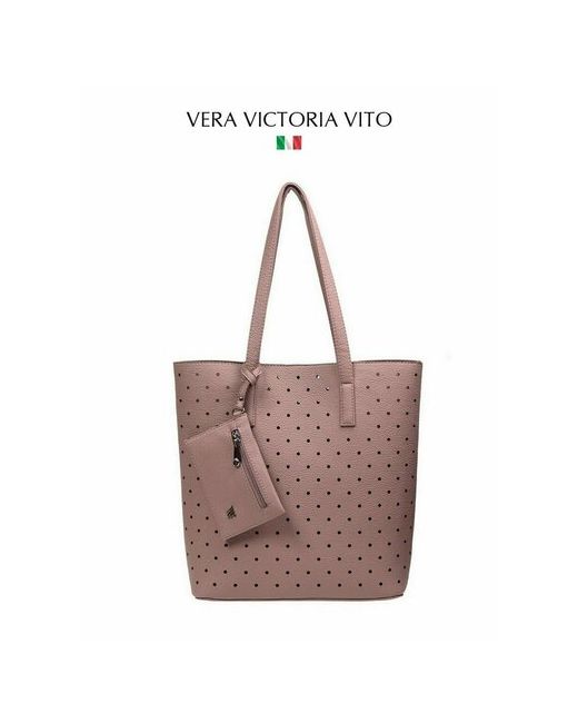 Vera Victoria Vito Сумка шоппер фактура перфорированная бордовый розовый