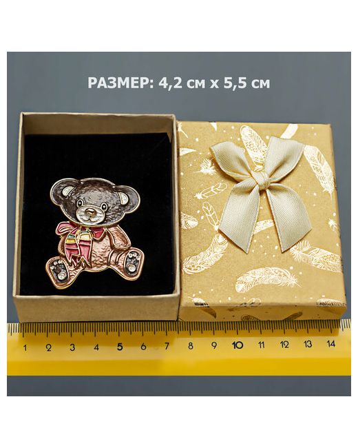 Petro-Jewelry Брошь Мишка магнитная брошь для верхней одежды в подарочной коробке желтый