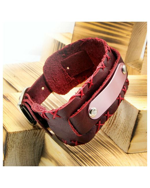 Solid-belts Браслет Мягкий кожаный браслет на руку 15 18 см бургунди с пластиной под гравировку 45 х 12 мм размер 16 бордовый