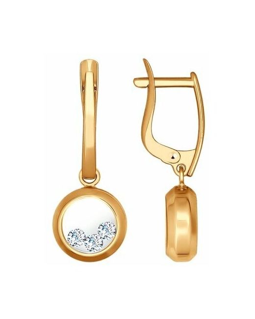 Diamant online Серьги золото 585 проба минеральное стекло фианит длина 2.7 см