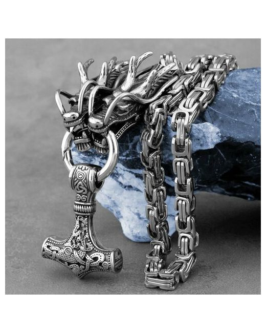 Onix_jewellery Славянский оберег комплект украшений Цепочка на шею толстая с драконом
