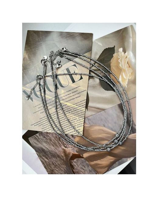 CHEPIKOVA accessories Чокер на шею из бусин гематит длина 38 см серебряный серый