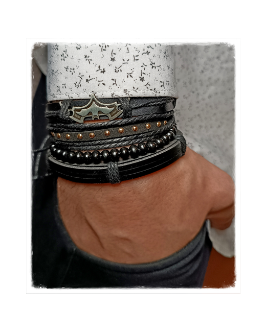 Handmade Славянский оберег плетеный браслет кожа экокожа металл 1 шт. размер 20 см