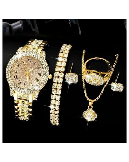 Time Lider Комплект бижутерии женских украшений часы браслет кольцо серьги кулон с цепочкой