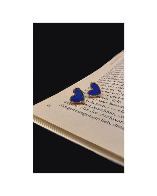 Katar.sis Серьги пусеты в форме сердца. сережки-гвоздики сердца винтажном стиле. акрил размер/диаметр 10 мм синий