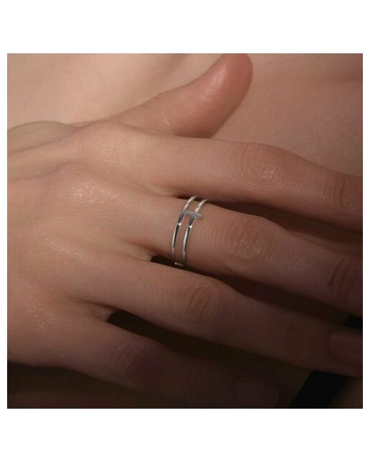 UVI Ювелирочка Перстень Серебряное кольцо Крест двойное серебро 925 проба родирование размер 17 серебряный