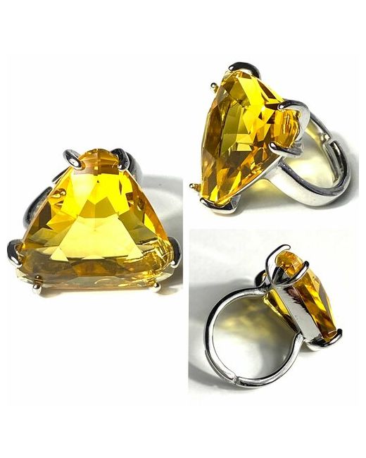 Florento Кольцо искусственный камень кристалл желтый серебряный