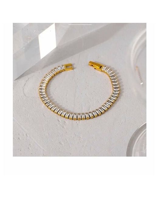 Sorona Jewelry Теннисный браслет фианит Swarovski Zirconia циркон 1 шт. размер золотистый белый