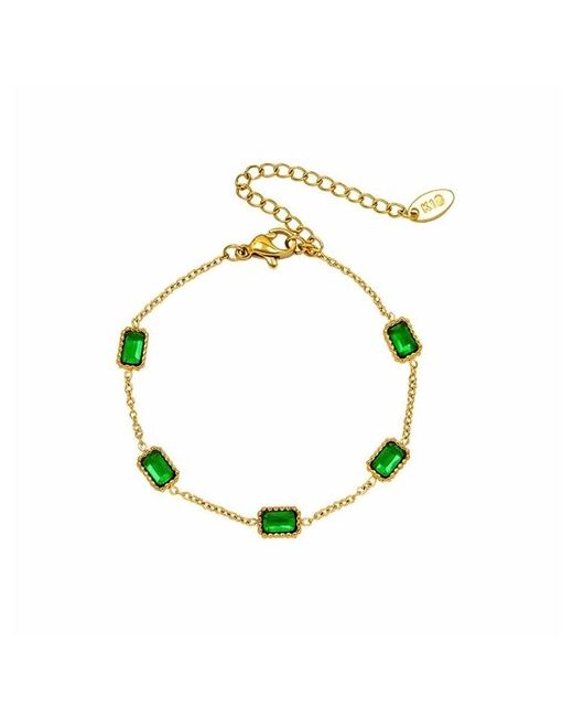 Sorona Jewelry Браслет-цепочка циркон 1 шт. размер 17 см золотистый зеленый