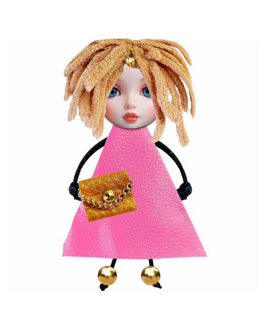 Фартоvый Брошь кукла ручной работы с волосами сумочкой и бижутерией