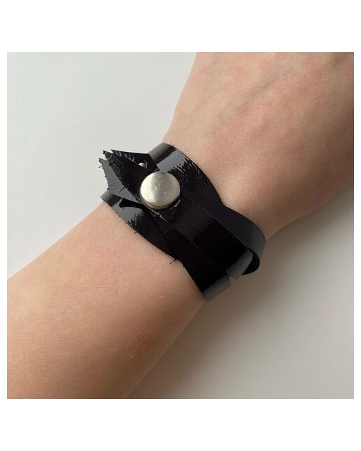Создашева Анна Браслет Авторский глянцевый кожаный сливовый плетеный браслет из натуральной кожи на кнопках 1 шт. размер 24 см