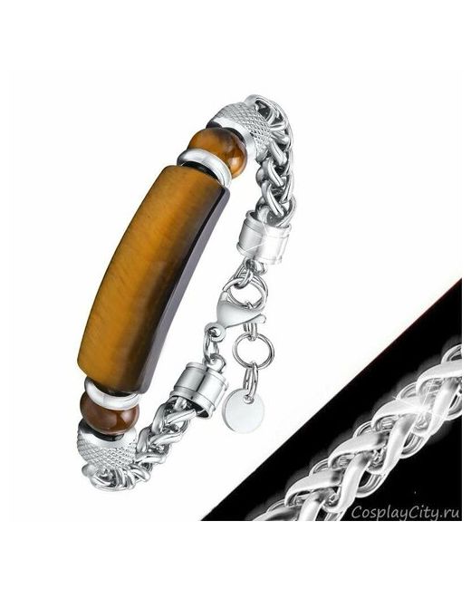 CosplaYcitY Браслет-цепочка Браслет цепочка на руку 15 17 см ювелирная сталь тигровый глаз металл размер коричневый