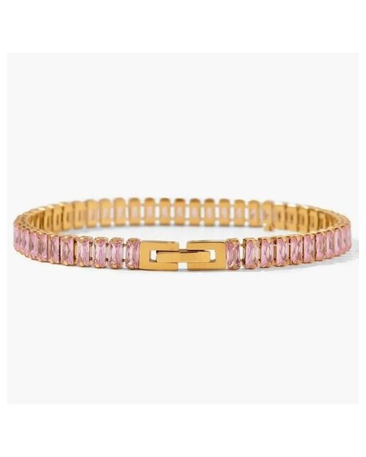 Sorona Jewelry Теннисный браслет фианит Swarovski Zirconia циркон 1 шт. размер золотистый розовый