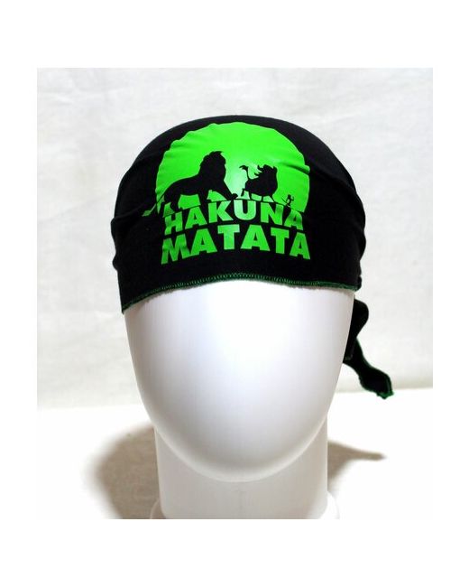 Bandana-Mania Бандана косынка треугольная черная с зеленой надписью Акуна Матата размер универсальный зеленый черный