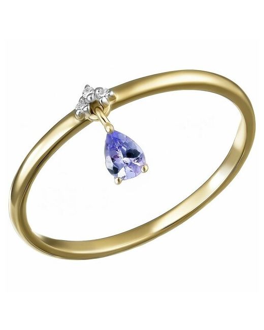 UVI Ювелирочка Перстень Золотое кольцо 585 пробы с Танзанитом и Бриллиантами красное золото проба родирование танзанит бриллиант бесцветный
