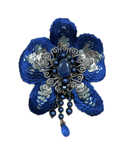 Королевство Птички & Бабочки Брошь жемчуг имитация бисер Swarovski Zirconia синий серебряный