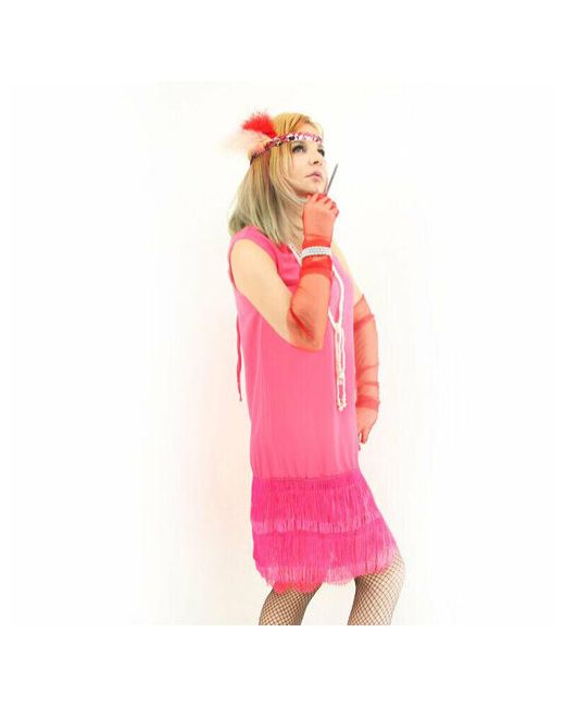 CosplaYcitY Платье Гэтсби эпохи с бахромой в стиле 20х Чикаго розовое