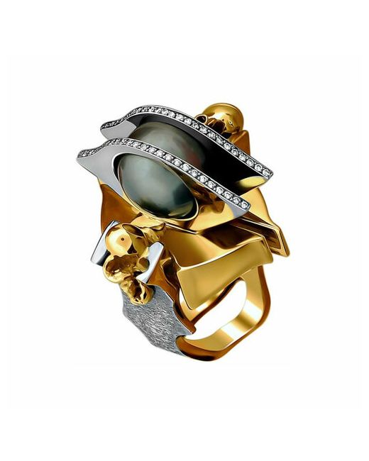 Эстет Кольцо комбинированное золото 750 проба жемчуг бриллиант размер 18