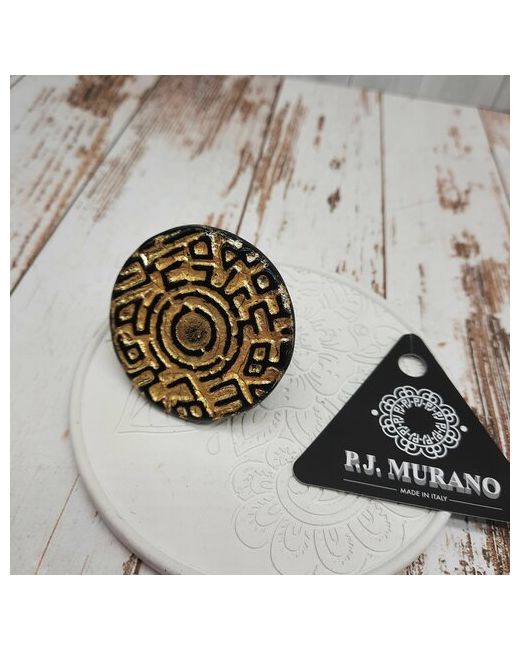 PJ Murano Кольцо муранское стекло безразмерное золотой серебряный
