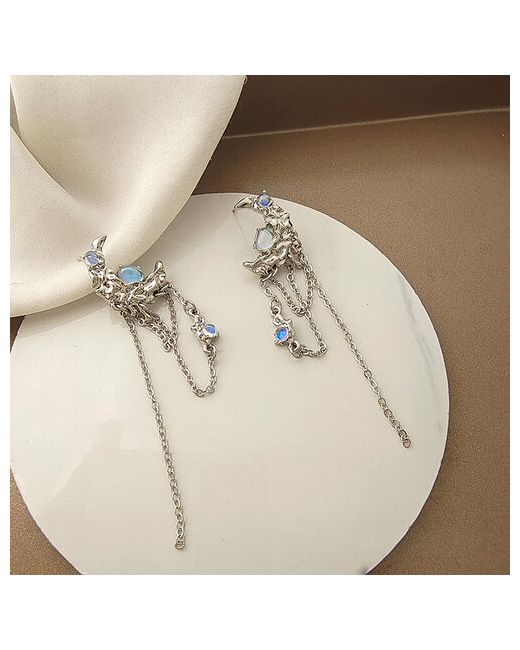 Minimalism Jewellery Серьги с подвесками Плачущая Луна лунный камень голубой мультиколор