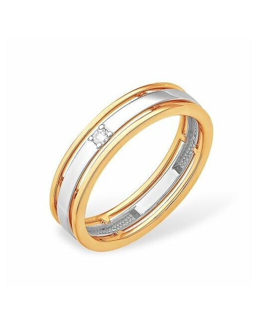 Амбер-А Кольцо обручальное АМБЕР Обручальное кольцо комбинированное золото 585 проба родирование бриллиант размер 18