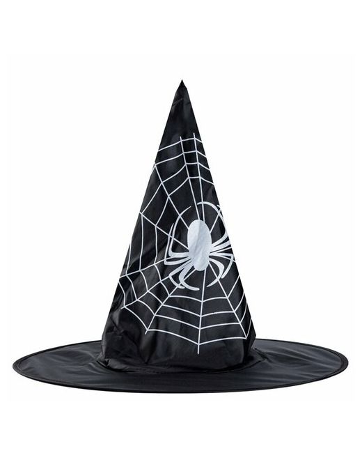 Веселая затея Шляпа ведьмы Паук на паутине черная38см