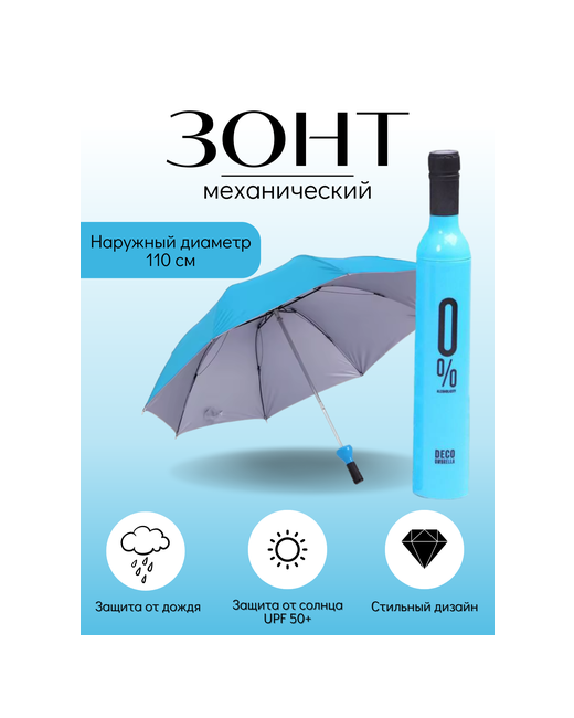 VINI Store Смарт-зонт голубой черный
