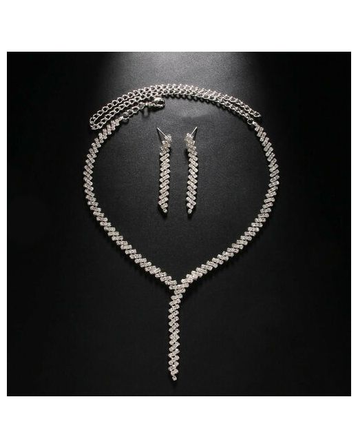 AViChe Комплект бижутерии украшений серьги ожерелье из горного хрусталя колье хрусталь горный кристалл искусственный камень кристаллы Swarovski серебряный
