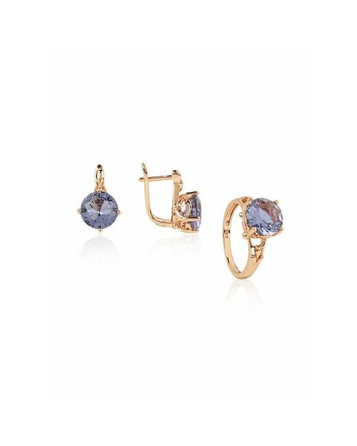 Bijuton Комплект бижутерии украшений с камнем Александрит кольцо и серьги голубой