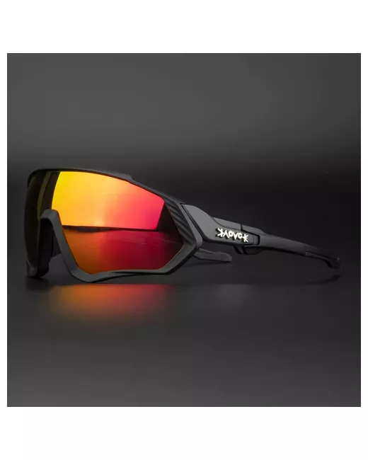 Kapvoe Солнцезащитные очки Очки спортивные унисекс для велосипеда туризма бега лыжероллеров лыж очки/KE9408-02 черный красный