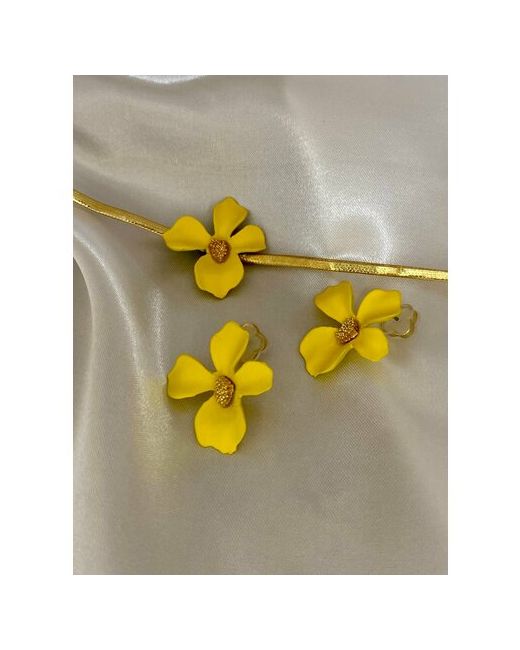 Clover Brand Jewelry Комплект бижутерии серьги чокер размер колье/цепочки 40 см желтый