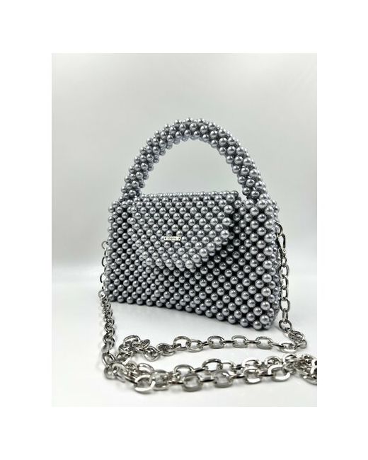 Lady Bag Сумка кросс-боди фактура плетеная серый серебряный