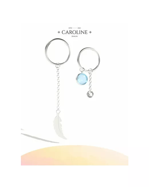 Caroline Jewelry Серьги конго кристалл серебряный