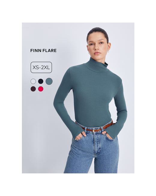 Finn Flare Футболка лонгслив с длинным рукавом размер S170-88-94 темно-зеленый