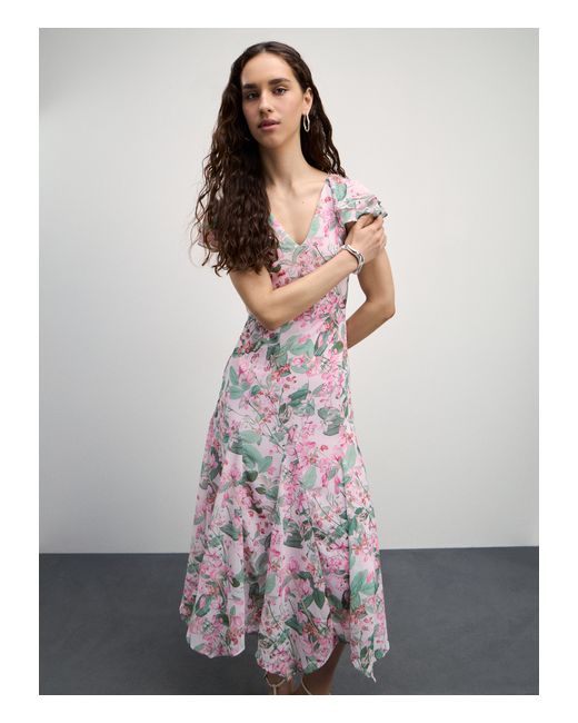 Zarina Шифоновое макси платье с цветочным принтом