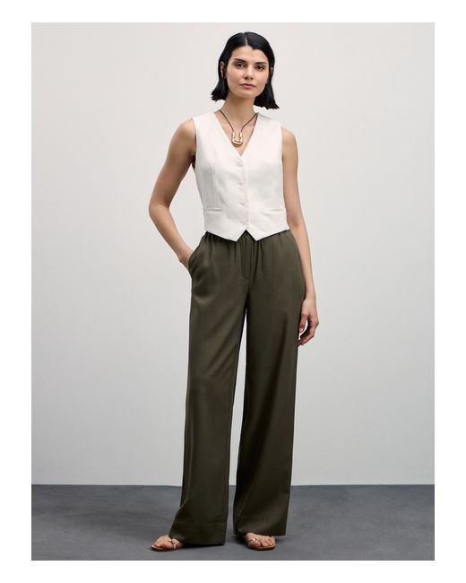 Zarina Широкие брюки изо льна с эластичным поясом