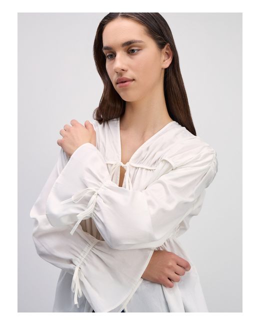 Zarina Свободная хлопковая блузка на завязках