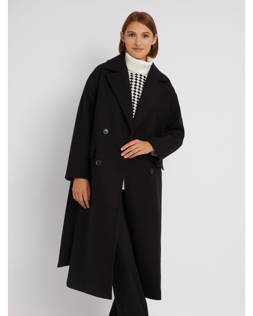 Zolla Длинное пальто оверсайз силуэта без утеплителя на пуговицах с поясом