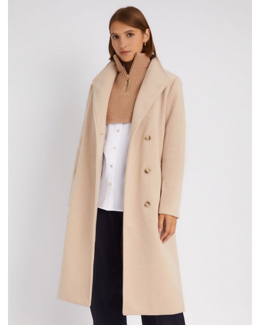 Zolla Длинное пальто без утеплителя на пуговицах с воротником запах и поясом
