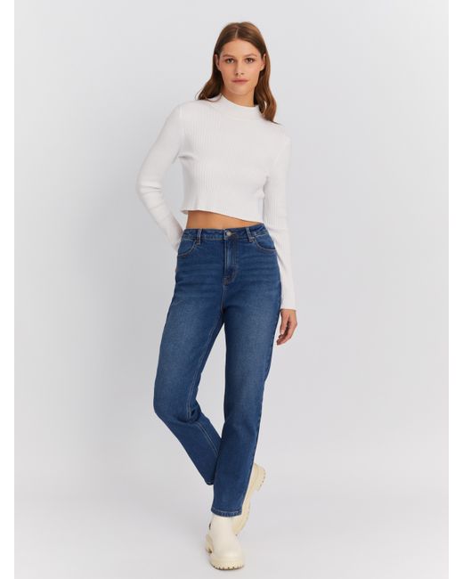 Zolla Утеплённые джинсы силуэта Mom Comfort с высокой посадкой