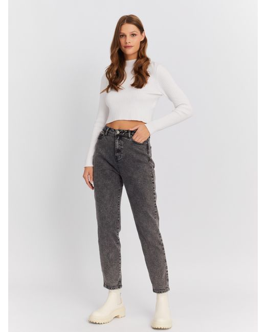 Zolla Утеплённые джинсы силуэта Mom Comfort с высокой посадкой