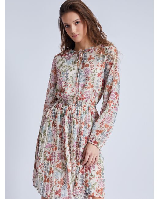 Zolla Шифоновое платье с плиссировкой на подоле люрексом и цветочным принтом