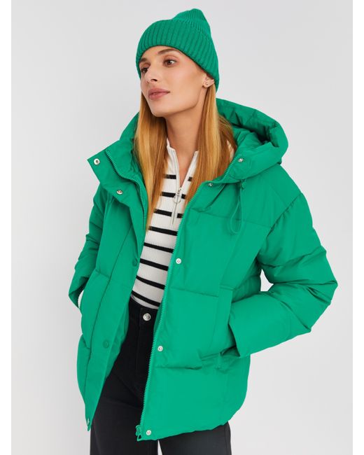 Zolla Тёплая стёганая куртка с капюшоном и удлинёнными внутренними манжетами