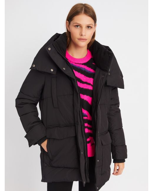 Zolla Тёплая куртка-пальто с капюшоном и боковыми шлицами
