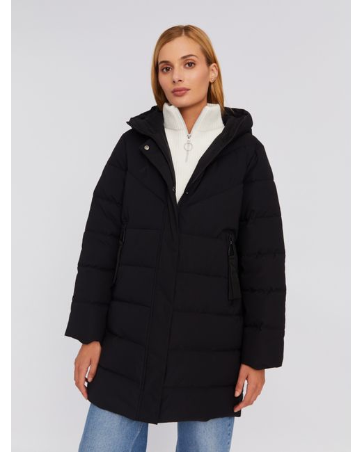 Zolla Длинная тёплая стёганая куртка-пальто с капюшоном