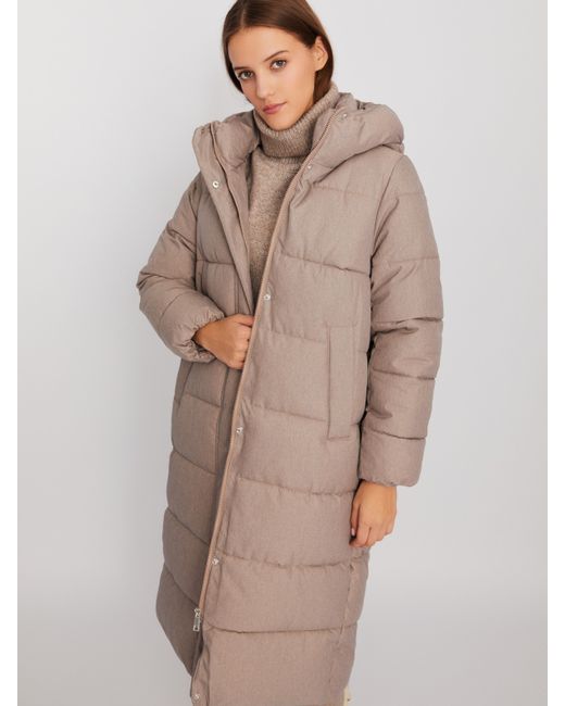 Zolla Тёплая длинная куртка-пальто с капюшоном