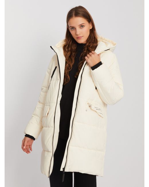 Zolla Тёплая длинная куртка-пальто на молнии с капюшоном