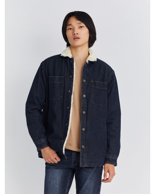 Zolla Утеплённая джинсовая куртка-рубашка с искусственным мехом