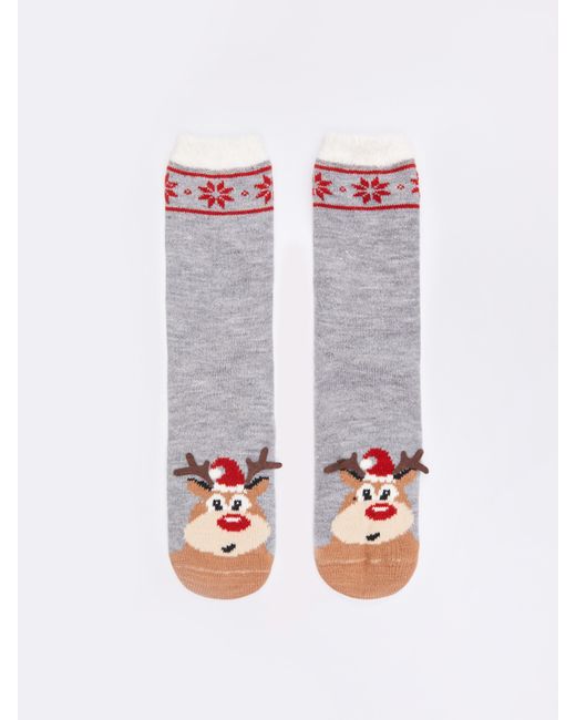 Zolla Тёплые вязаные носки с новогодним рисунком
