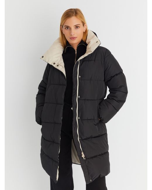 Zolla Тёплая стёганая куртка-пальто с высоким воротником